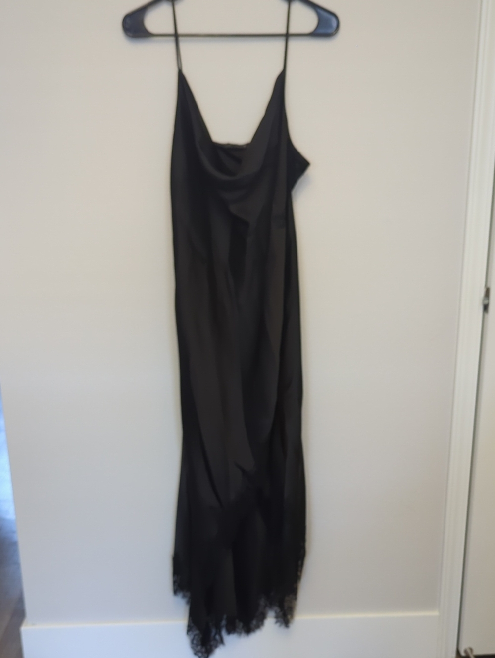 Zara Black Slip Lace-Hem Maxi Dress XL - Women
